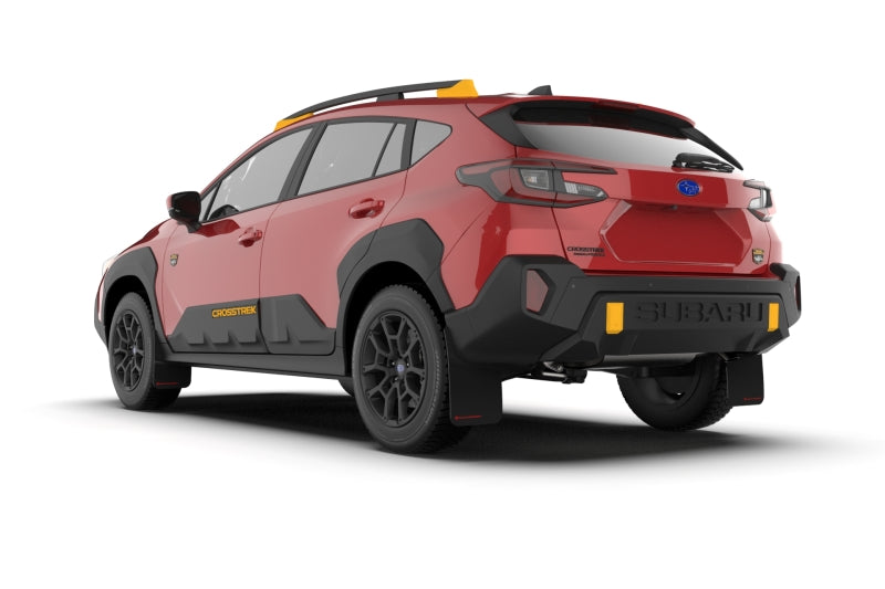 Rally Armor - 2024 Subaru Crosstrek (Wilderness Only) Black UR Mud Flap W/Grey Logo-No Drilling Req Rally Armor - 2024 Subaru Crosstrek (Wilderness Only) Black UR Mud Flap W/Grey Logo-No Drilling Req