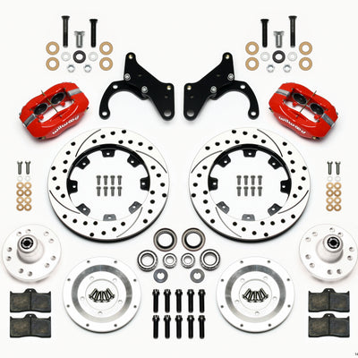 Wilwood Forged Dynalite Front Kit 12.19in Drilled Red 69-70 Impala Drum/Disc 69-82 Vette