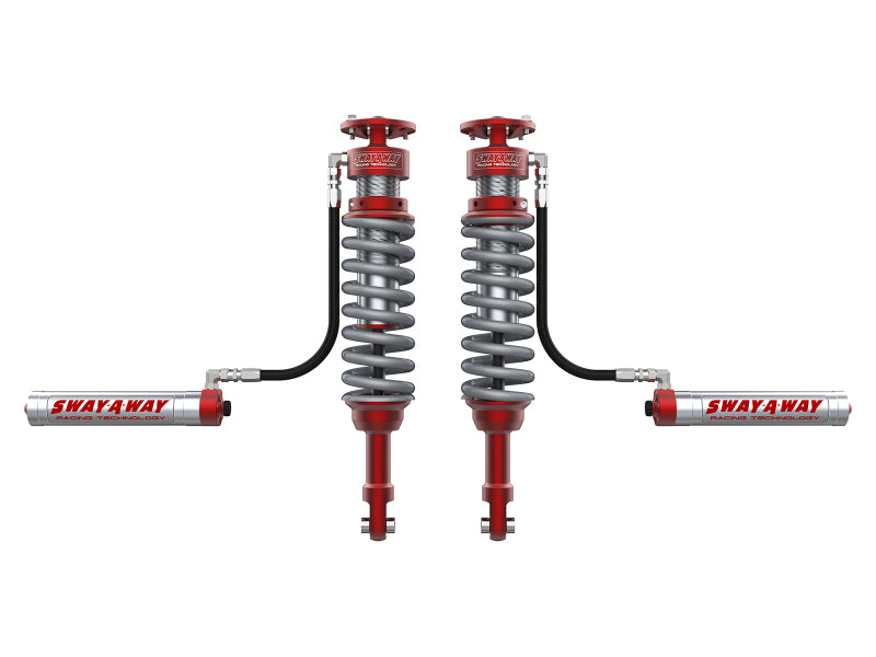 aFe 17-19 Ford F-150 Raptor Sway-A-Way 3.0 Front Coilover Kit w/ Remote Reservoirs and Comp Adj aFe 17-19 Ford F-150 Raptor Sway-A-Way 3.0 Front Coilover Kit w/ Remote Reservoirs and Comp Adj