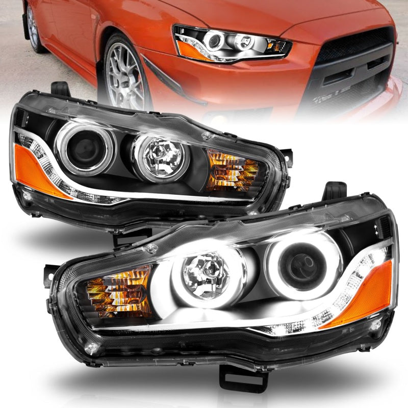 ANZO 2008-2015 Mitsubishi Lancer Projector Headlights w/ Halo Black (CCFL) ANZO 2008-2015 Mitsubishi Lancer Projector Headlights w/ Halo Black (CCFL)