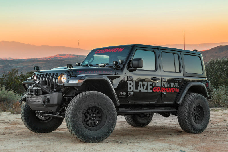 Go Rhino 07-20 Jeep Wrangler JL/JLU/JK/JKU/Gladiator JT Rockline Front Stubby Bumper w/ Overrider Go Rhino 07-20 Jeep Wrangler JL/JLU/JK/JKU/Gladiator JT Rockline Front Stubby Bumper w/ Overrider