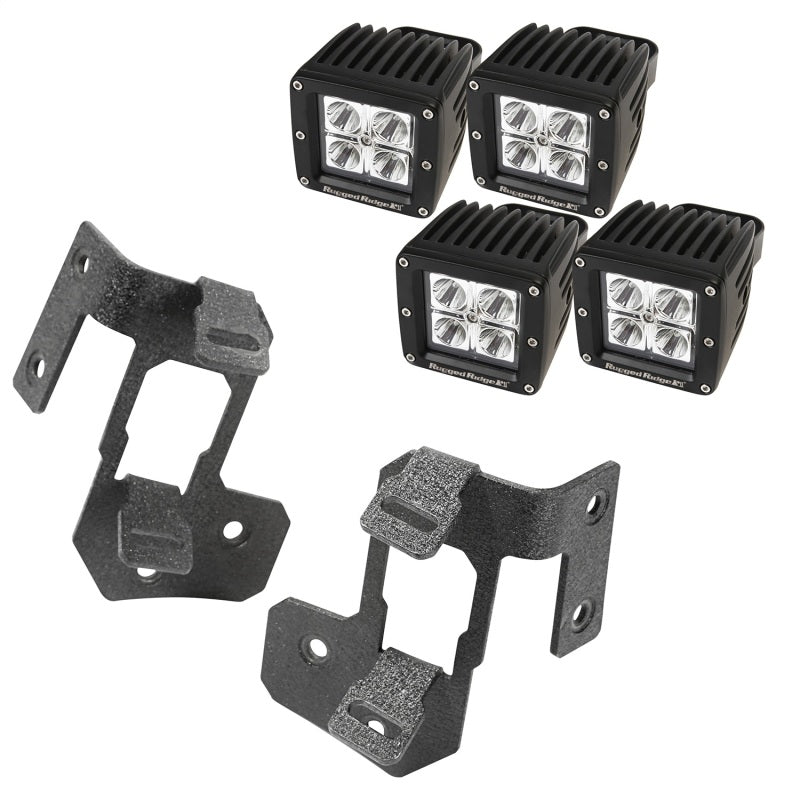 Rugged Ridge 07-18 Jeep Wrangler JK Textured Black Square A-Pillar LED Light Mount Kit Rugged Ridge 07-18 Jeep Wrangler JK Textured Black Square A-Pillar LED Light Mount Kit
