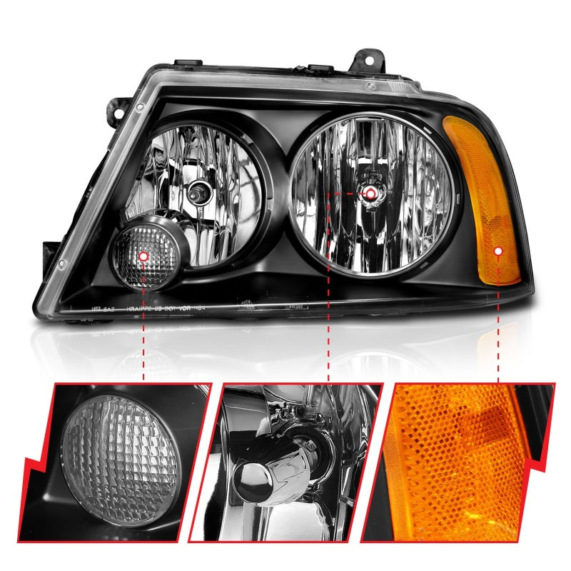 ANZO 2003-2006 Lincoln Navigator Crystal Headlights Black ANZO 2003-2006 Lincoln Navigator Crystal Headlights Black