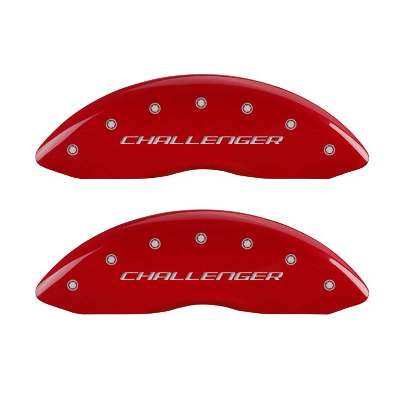 MGP 4 Caliper Covers Engraved Front & Rear Block/Challenger Red finish silver ch MGP 4 Caliper Covers Engraved Front & Rear Block/Challenger Red finish silver ch