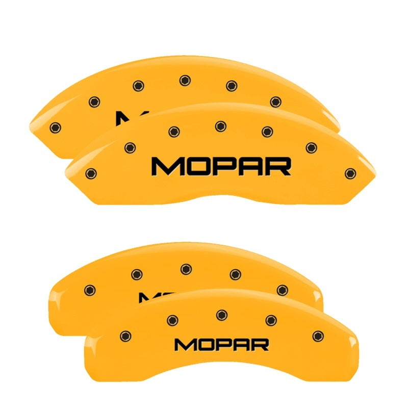MGP 4 Caliper Covers Engraved Front & Rear MOPAR Yellow finish black ch MGP 4 Caliper Covers Engraved Front & Rear MOPAR Yellow finish black ch