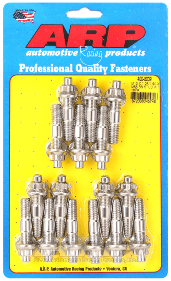 ARP M10 x 1.25/1.50 x 55mm Stainless Steel Broached Stud Kit - 16 Pieces ARP M10 x 1.25/1.50 x 55mm Stainless Steel Broached Stud Kit - 16 Pieces