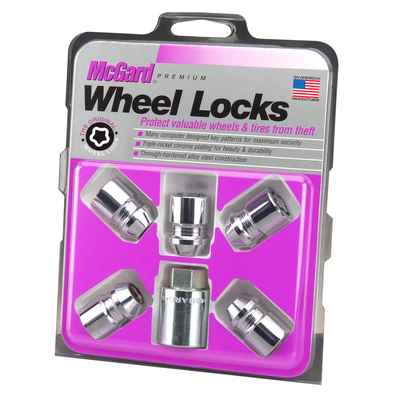 McGard Wheel Lock Nut Set - 5pk. (Cone Seat) M12X1.25 / 3/4 Hex / 1.28in. Length - Chrome McGard Wheel Lock Nut Set - 5pk. (Cone Seat) M12X1.25 / 3/4 Hex / 1.28in. Length - Chrome