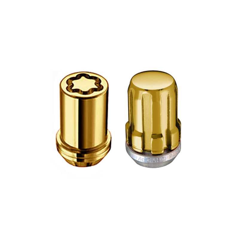 McGard SplineDrive Tuner 4 Lug Install Kit w/Locks & Tool (Cone) M12x1.25 / 13/16 Hex - Gold (CS) McGard SplineDrive Tuner 4 Lug Install Kit w/Locks & Tool (Cone) M12x1.25 / 13/16 Hex - Gold (CS)