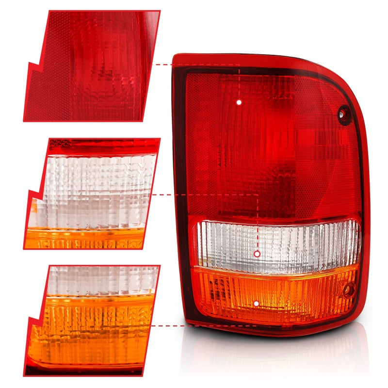 ANZO 1993-1997 Ford Ranger Tail Light Red/Cear (OE) ANZO 1993-1997 Ford Ranger Tail Light Red/Cear (OE)