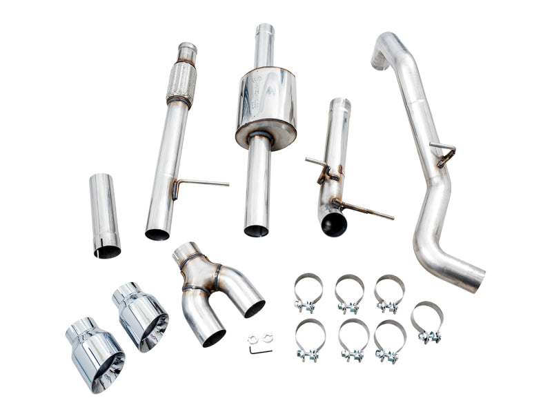 AWE Tuning 4th Gen GM 1500 5.3L 0FG Catback Dual Side Exit (Flat Bumper) - Chrome Tips AWE Tuning 4th Gen GM 1500 5.3L 0FG Catback Dual Side Exit (Flat Bumper) - Chrome Tips