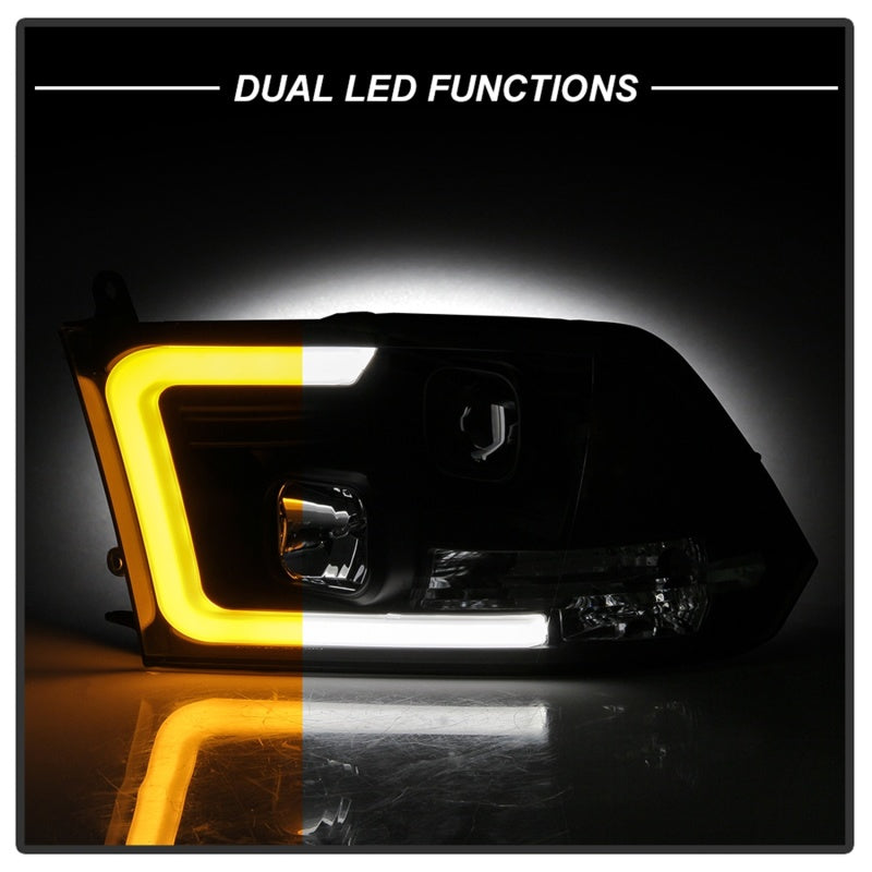Spyder 09-16 Dodge Ram 1500 Ver 2 Proj Headlight - Light Bar Turn Signal - Blk - PRO-YD-DR09V2-SB-BK Spyder 09-16 Dodge Ram 1500 Ver 2 Proj Headlight - Light Bar Turn Signal - Blk - PRO-YD-DR09V2-SB-BK