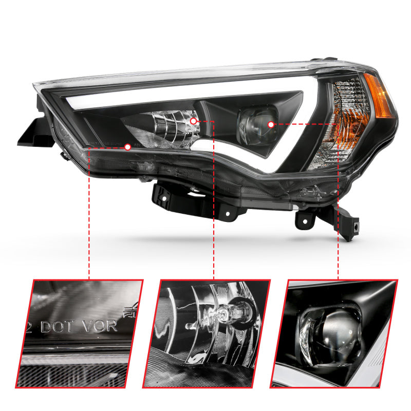 ANZO 14-18 Toyota 4 Runner Plank Style Projector Headlights Black w/ Amber ANZO 14-18 Toyota 4 Runner Plank Style Projector Headlights Black w/ Amber