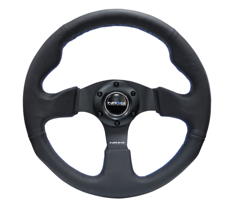 NRG Reinforced Steering Wheel (320mm) Black Leather w/Blue Stitching NRG Reinforced Steering Wheel (320mm) Black Leather w/Blue Stitching