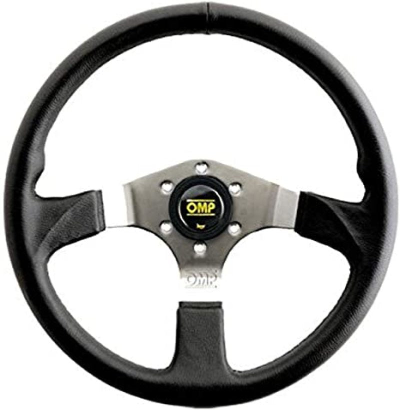 OMP Asso Flat Steering Wheel w/ 3 Steel Spokes (350mm) - Large Leather (Black) OMP Asso Flat Steering Wheel w/ 3 Steel Spokes (350mm) - Large Leather (Black)