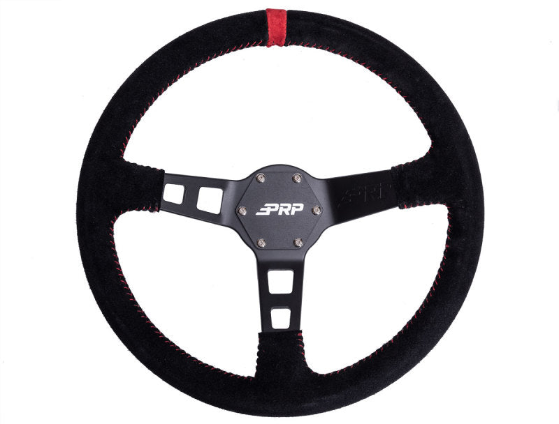 PRP Deep Dish Suede Steering Wheel- Red PRP Deep Dish Suede Steering Wheel- Red