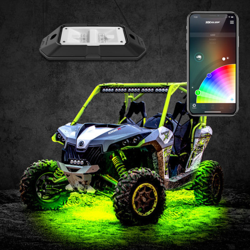 XK Glow Rock Light w/ XKchrome App Controlled Bluetooth Advanced Kit 4pc RGB 6W XK Glow Rock Light w/ XKchrome App Controlled Bluetooth Advanced Kit 4pc RGB 6W