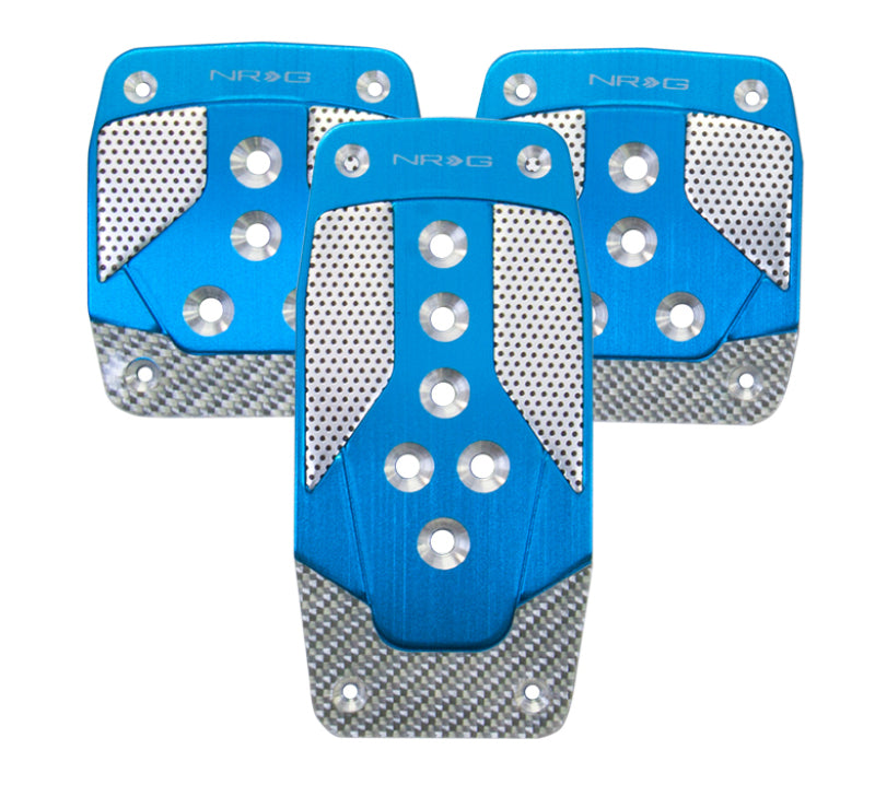 NRG Aluminum Sport Pedal M/T - Blue w/Silver Carbon NRG Aluminum Sport Pedal M/T - Blue w/Silver Carbon