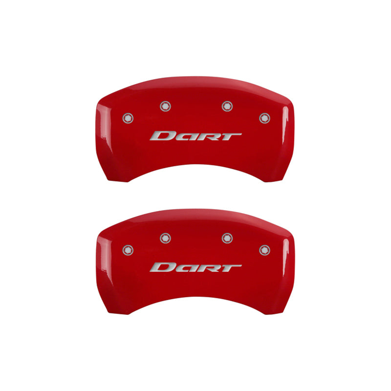 MGP 4 Caliper Covers Engraved Front & Rear With out stripes/Dart Red finish silver ch MGP 4 Caliper Covers Engraved Front & Rear With out stripes/Dart Red finish silver ch