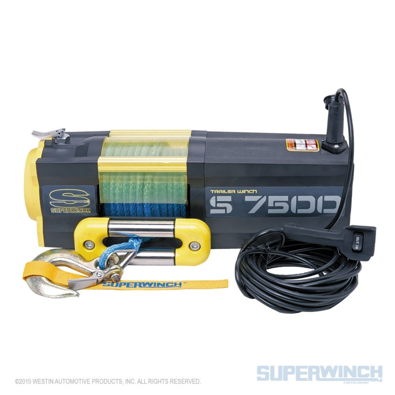 Superwinch 7500 LBS 12V DC 5/16in x 54ft Synthetic Rope S7500 Winch Superwinch 7500 LBS 12V DC 5/16in x 54ft Synthetic Rope S7500 Winch