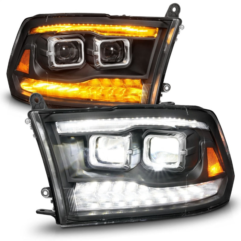ANZO 09-18 Dodge Ram 1500/2500/3500 Full LED Proj Headlights w/Switchback Light Bar - Black ANZO 09-18 Dodge Ram 1500/2500/3500 Full LED Proj Headlights w/Switchback Light Bar - Black