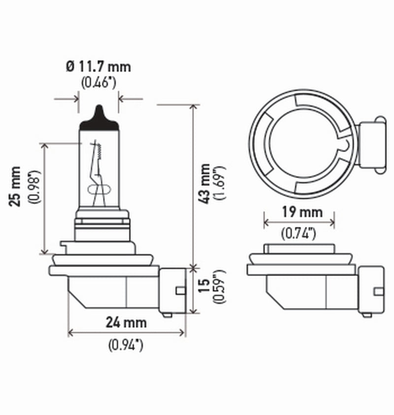 Hella H11 12V 55W PGJ19-2 T4 +50 Performance Halogen Bulb - Pair Hella H11 12V 55W PGJ19-2 T4 +50 Performance Halogen Bulb - Pair