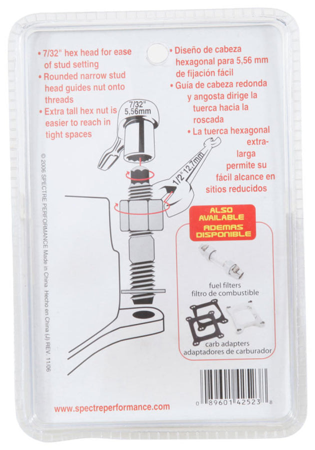 Spectre Carburetor Stud Kit w/Hardware 2in. Spectre Carburetor Stud Kit w/Hardware 2in.