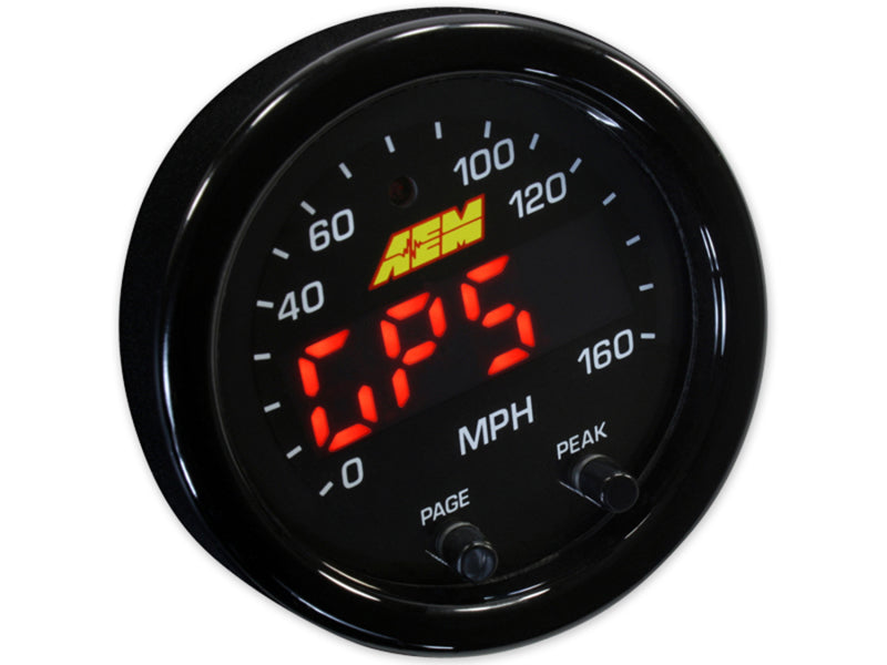 AEM X-Series 0-160 MPH Black Bezel w/ Black Face GPS Speedometer Gauge AEM X-Series 0-160 MPH Black Bezel w/ Black Face GPS Speedometer Gauge