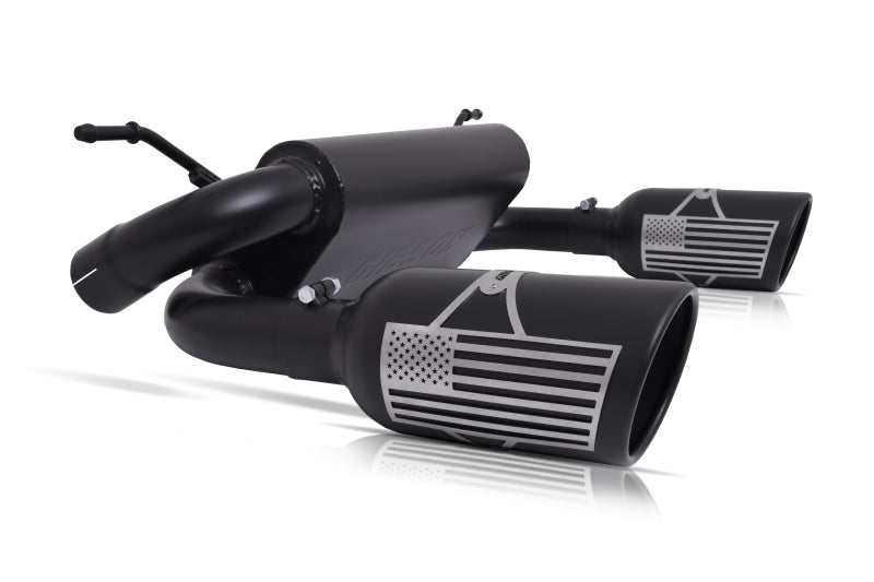 Gibson 07-10 Jeep Wrangler JK X 3.8L 2.5in Patriot Series Cat-Back Dual Split Exhaust - Blk Ceramic Gibson 07-10 Jeep Wrangler JK X 3.8L 2.5in Patriot Series Cat-Back Dual Split Exhaust - Blk Ceramic