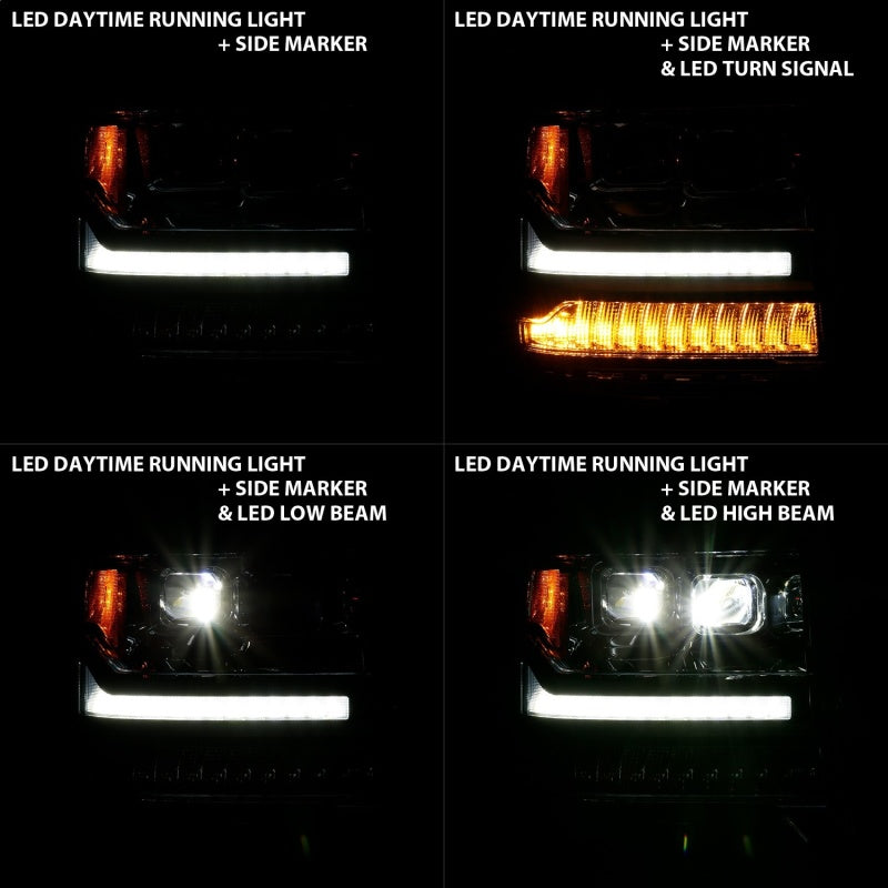 ANZO 16-18 Chevrolet Silverado 1500 LED Projector Headlights w/Plank Style Switchback Chrome w/Amber ANZO 16-18 Chevrolet Silverado 1500 LED Projector Headlights w/Plank Style Switchback Chrome w/Amber