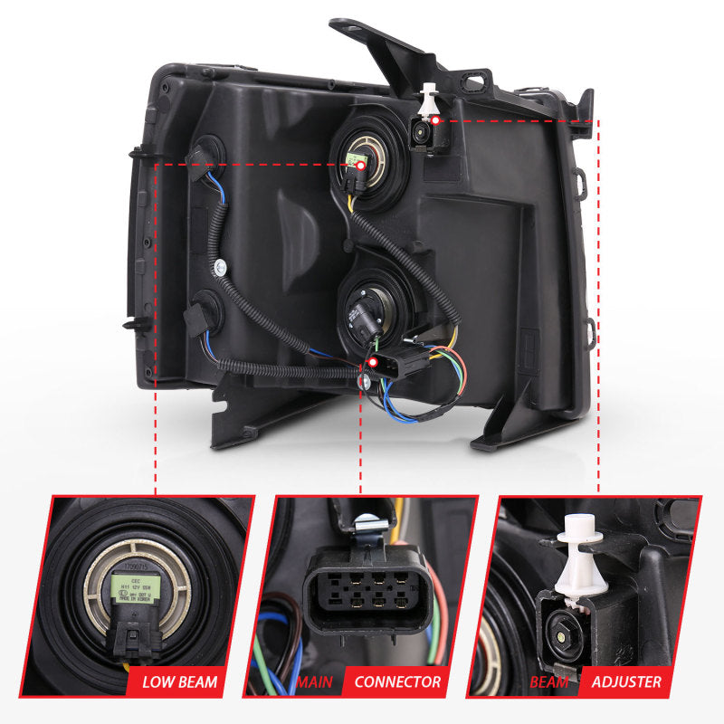 ANZO 2007-2013 Chevrolet Silverado Crystal Headlights Black ANZO 2007-2013 Chevrolet Silverado Crystal Headlights Black