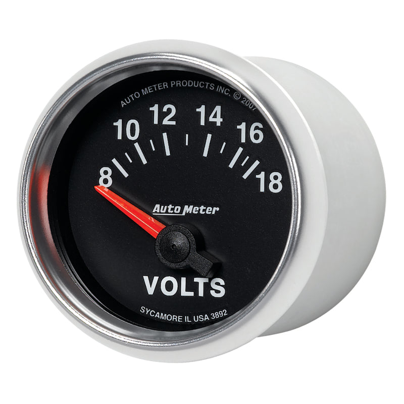 Autometer GS 52mm 8-18 Volts Short Sweep Electronic Voltmeter Gauge Autometer GS 52mm 8-18 Volts Short Sweep Electronic Voltmeter Gauge