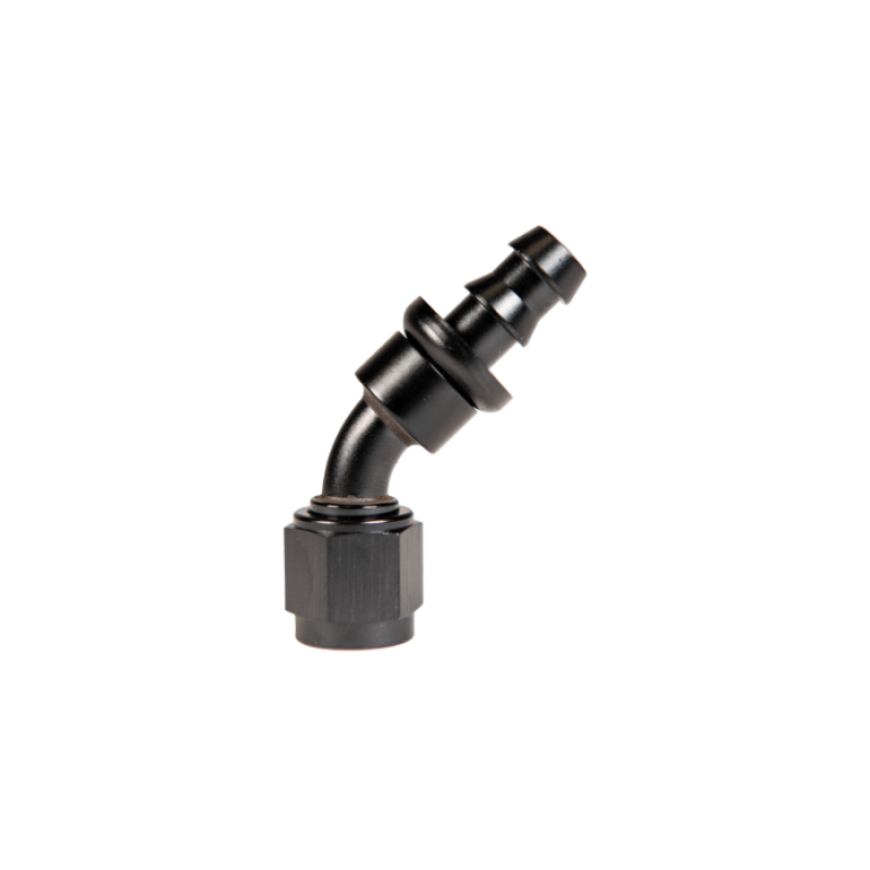 Fleece Performance Universal -8AN 45Deg to Hose Barb - Black Fleece Performance Universal -8AN 45Deg to Hose Barb - Black