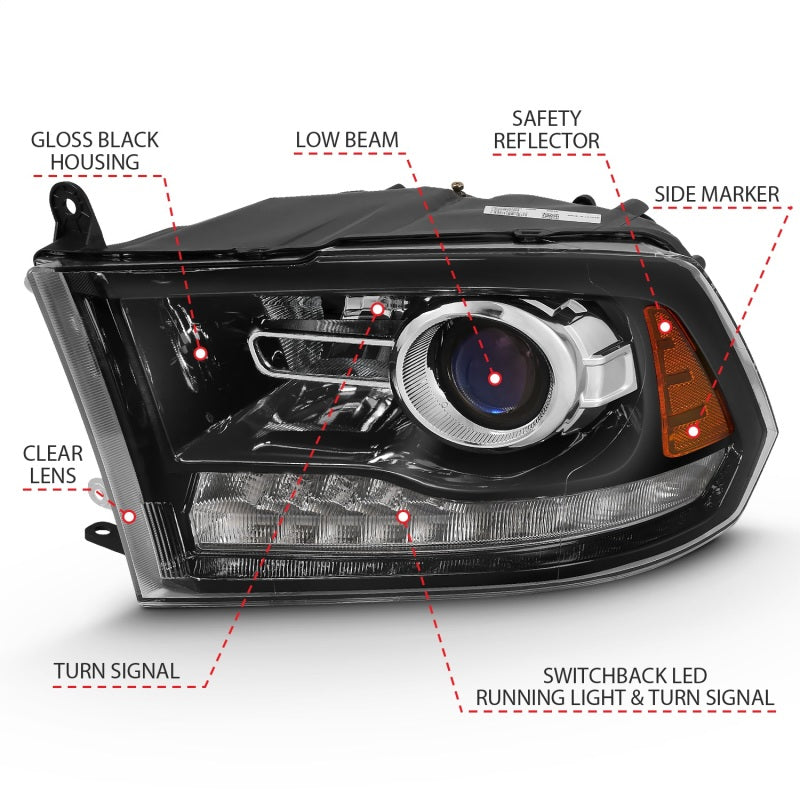 ANZO 2009-2018 Dodge Ram 1500 Projector Plank Style Switchback H.L Halo Black Amber (OE Style) ANZO 2009-2018 Dodge Ram 1500 Projector Plank Style Switchback H.L Halo Black Amber (OE Style)