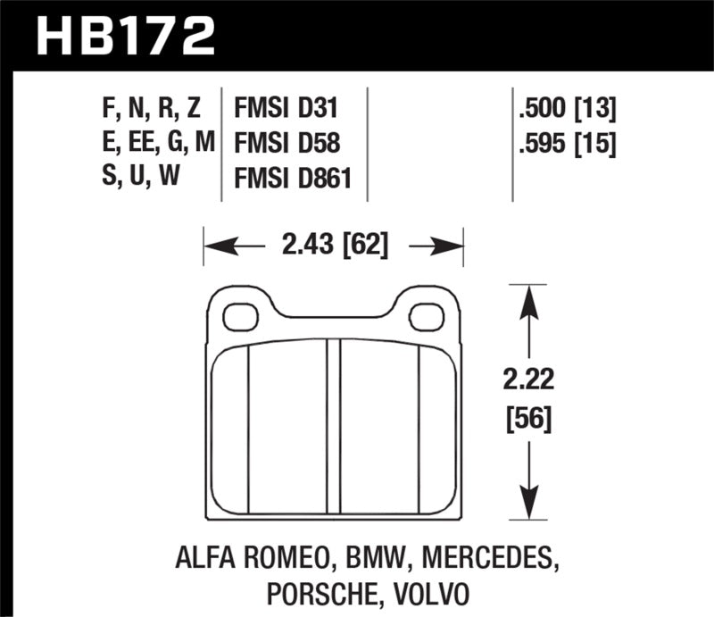 Hawk 77-79 Alfa Romeo Sprint HPS 5.0 Front Brake Pads Hawk 77-79 Alfa Romeo Sprint HPS 5.0 Front Brake Pads
