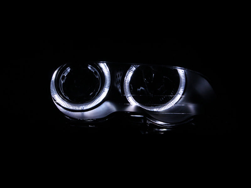 ANZO 2000-2003 BMW 3 Series E46 Projector Headlights w/ Halo Black ANZO 2000-2003 BMW 3 Series E46 Projector Headlights w/ Halo Black