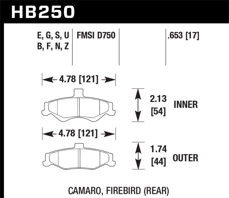 Hawk 98-02 Chevrolet Camaro 5.7L/3.8L / 98-02 Pontiac Firebird 5.7L/3.8L  HPS Street Rear Brake Pads Hawk 98-02 Chevrolet Camaro 5.7L/3.8L / 98-02 Pontiac Firebird 5.7L/3.8L  HPS Street Rear Brake Pads