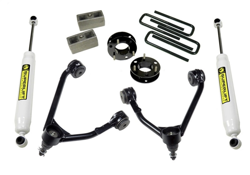 Superlift 14-18 Chevy Silv 1500 2WD 3.5in Lift Kit w/ Alum/Stamped Steel Control Arms & Rear Shocks Superlift 14-18 Chevy Silv 1500 2WD 3.5in Lift Kit w/ Alum/Stamped Steel Control Arms & Rear Shocks