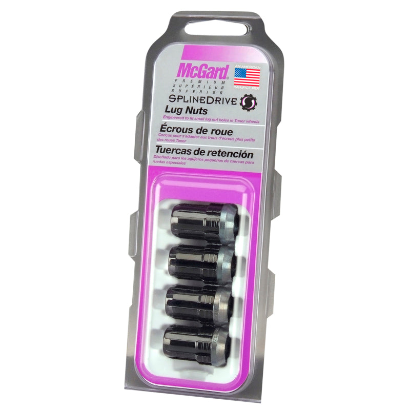 McGard SplineDrive Lug Nut (Cone Seat) M12X1.5 / 1.24in. Length (4-Pack) - Black (Req. Tool) McGard SplineDrive Lug Nut (Cone Seat) M12X1.5 / 1.24in. Length (4-Pack) - Black (Req. Tool)