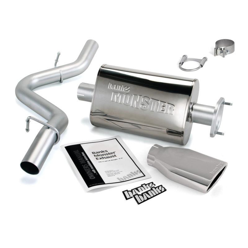 Banks Power 04-06 Jeep 4.0L Wrangler Monster Exhaust System - SS Single Exhaust w/ Chrome Tip Banks Power 04-06 Jeep 4.0L Wrangler Monster Exhaust System - SS Single Exhaust w/ Chrome Tip