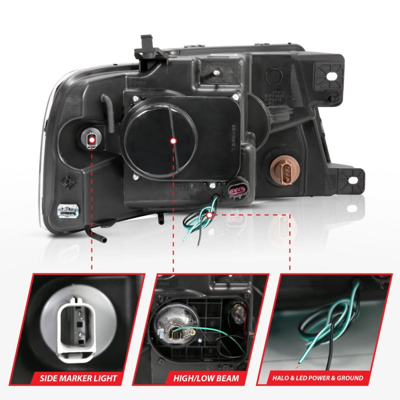 ANZO 2004-2008 Ford F-150 Projector Headlights w/ U-Bar Black ANZO 2004-2008 Ford F-150 Projector Headlights w/ U-Bar Black