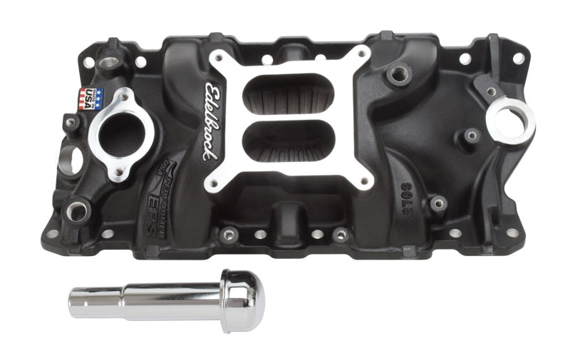 Edelbrock Intake Manifold Perf Eps SBC w/ Oil Fill Tube and Breather Black Edelbrock Intake Manifold Perf Eps SBC w/ Oil Fill Tube and Breather Black