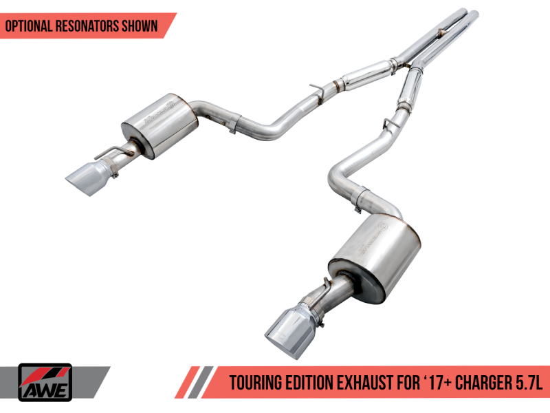 AWE Tuning 2017+ Dodge Charger 5.7L Touring Edition Exhaust - Non-Resonated - Chrome Silver Tips AWE Tuning 2017+ Dodge Charger 5.7L Touring Edition Exhaust - Non-Resonated - Chrome Silver Tips