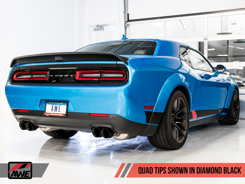 AWE Tuning 2015+ Dodge Challenger 6.4L/6.2L Non-Resonated Touring Edition Exhaust - Quad Black Tips AWE Tuning 2015+ Dodge Challenger 6.4L/6.2L Non-Resonated Touring Edition Exhaust - Quad Black Tips
