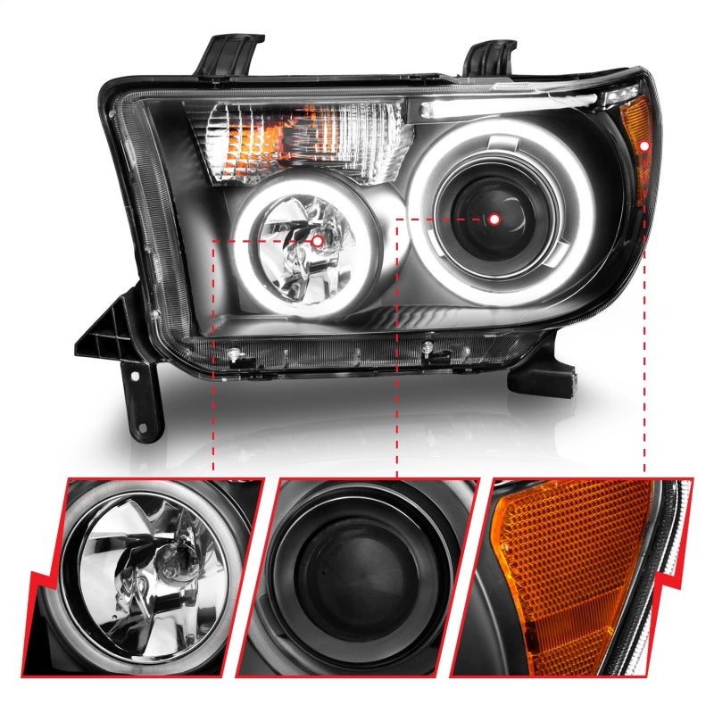 ANZO 2007-2013 Toyota Tundra Projector Headlights w/ Halo Black (CCFL) ANZO 2007-2013 Toyota Tundra Projector Headlights w/ Halo Black (CCFL)