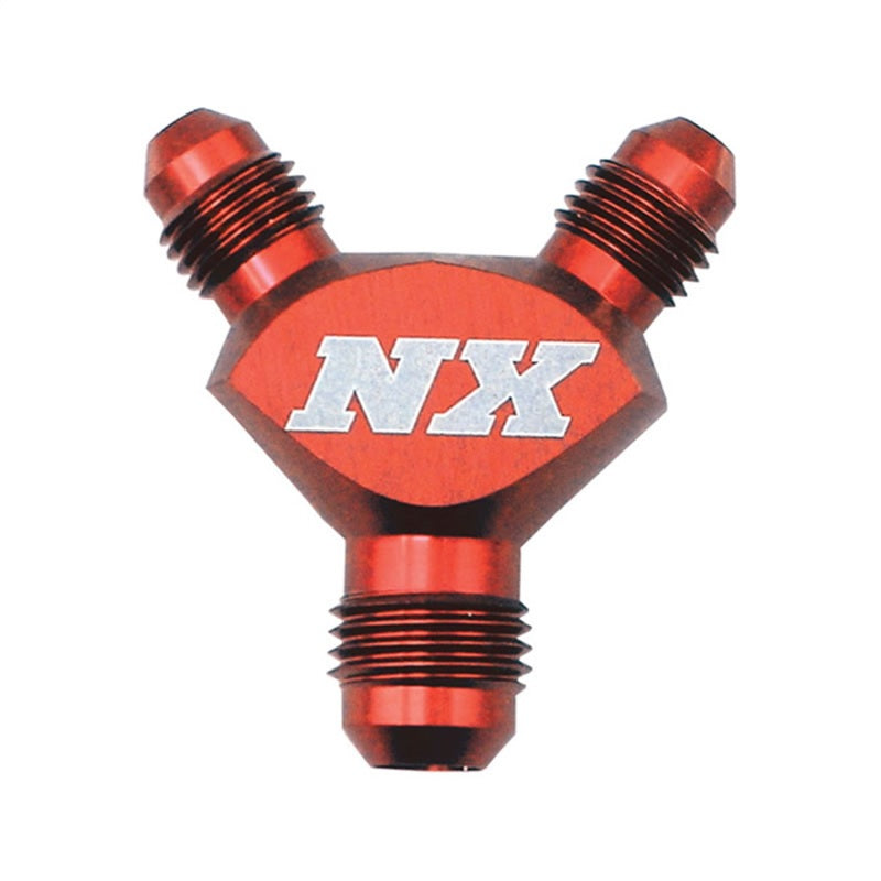 Nitrous Express 6AN x 4AN x 4AN Billet Pure-Flo Y Fitting - Red Nitrous Express 6AN x 4AN x 4AN Billet Pure-Flo Y Fitting - Red