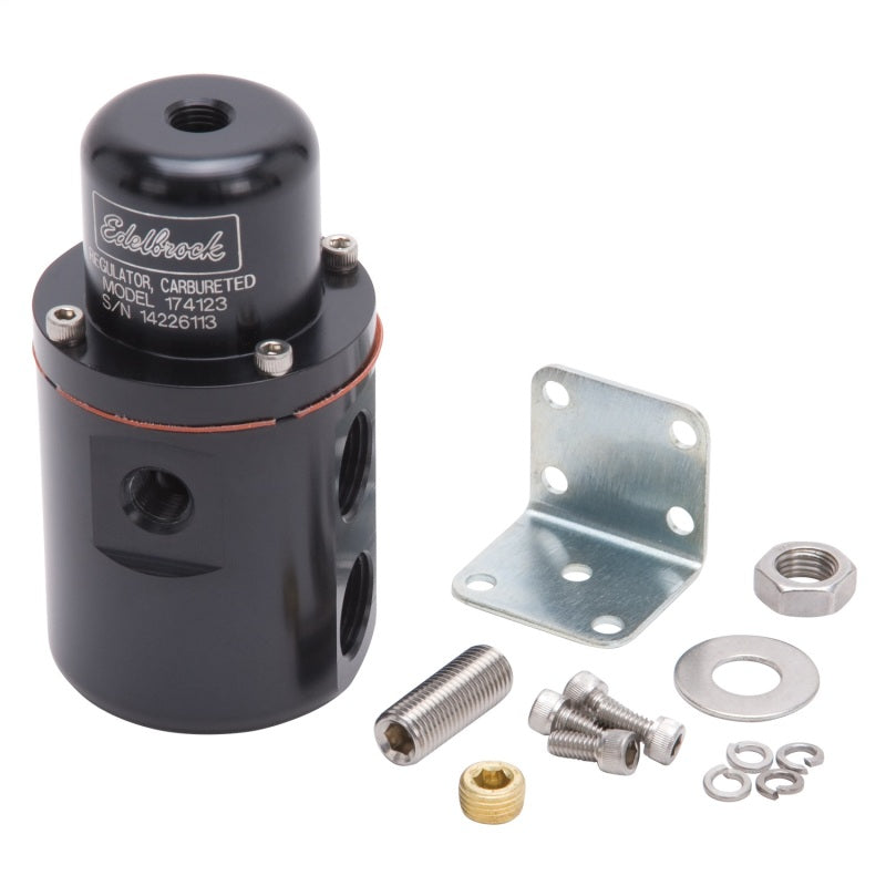 Edelbrock Fuel Pressure Regulator Carbureted 160 GPH 5-10 PSI 3/8In In/Out Returnless Black Edelbrock Fuel Pressure Regulator Carbureted 160 GPH 5-10 PSI 3/8In In/Out Returnless Black