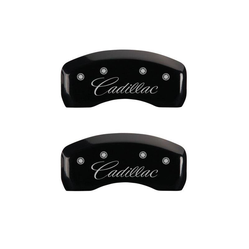 MGP 4 Caliper Covers Engraved Front & Rear Cursive/Cadillac Black finish silver ch MGP 4 Caliper Covers Engraved Front & Rear Cursive/Cadillac Black finish silver ch
