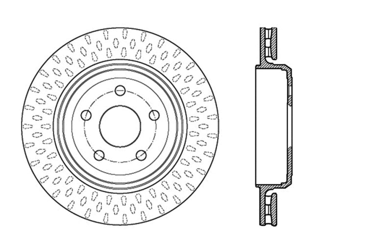 StopTech 12-15 Jeep Cherokee SRT8 Sport Slotted & Drilled Rear Driver Side Brake Rotor StopTech 12-15 Jeep Cherokee SRT8 Sport Slotted & Drilled Rear Driver Side Brake Rotor