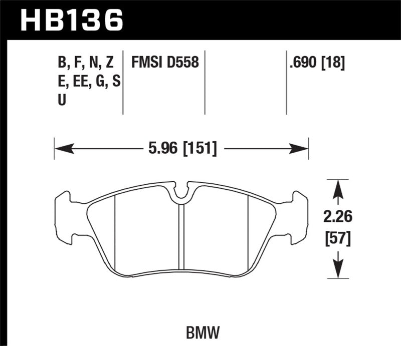 Hawk BMW 318i/318iC/318iS/318Ti/325Ci/325i/325iS/325Xi/328Ci/328iC/328iS/Z3 Race DTC-60 Frt Brk Pads Hawk BMW 318i/318iC/318iS/318Ti/325Ci/325i/325iS/325Xi/328Ci/328iC/328iS/Z3 Race DTC-60 Frt Brk Pads