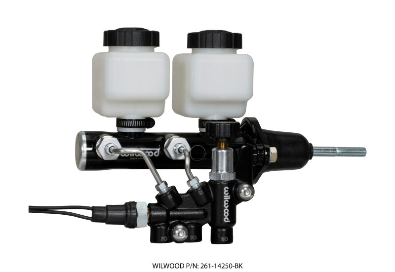 Wilwood Tandem Remote M/C Kit w L/H Brkt & Prop Valve - 15/16in Bore Black-W/Pushrod Wilwood Tandem Remote M/C Kit w L/H Brkt & Prop Valve - 15/16in Bore Black-W/Pushrod